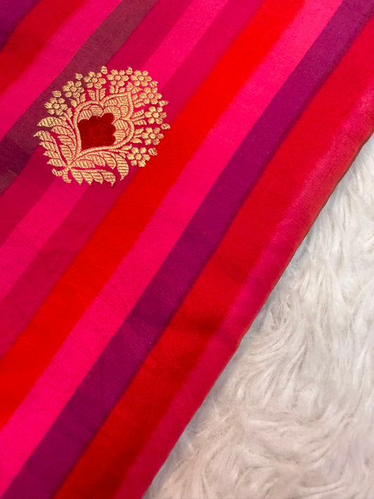 Handwoven Monotone Of Pink Colour Katan Silk Fabrics
