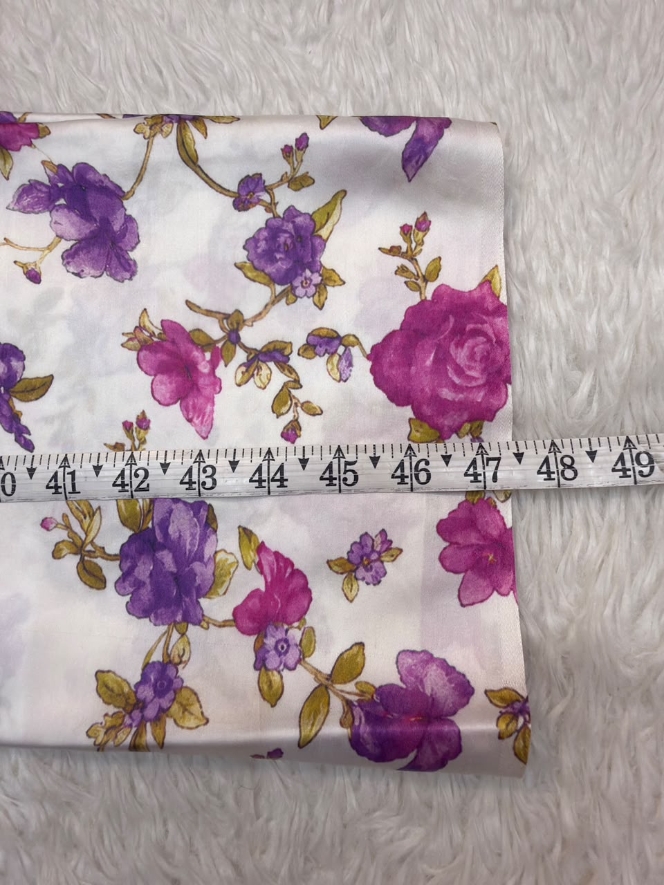 White Colour Pure Satin Silk Print Fabrics