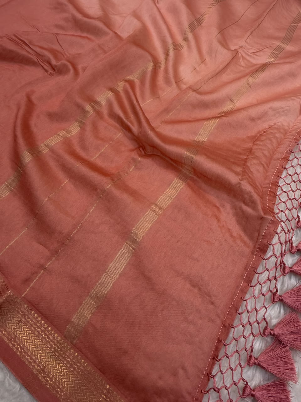 Peach Colour Chanderi Silk Suit Set
