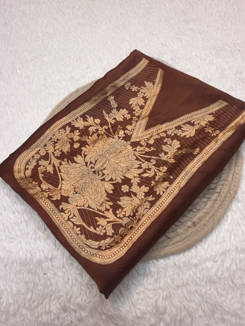 Handwoven Pure Katan Silk Chocolate Colour Cot Set