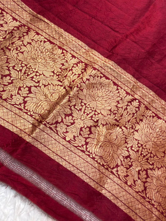 Handwoven Pure Katan Silk Mahroon Colour Cot Set