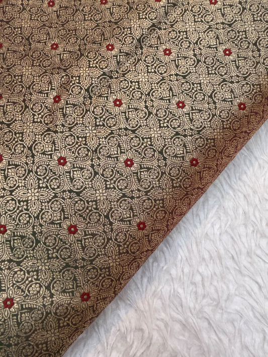 Chocolate Colour Pure Semi Banarasi Brocade Fabrics