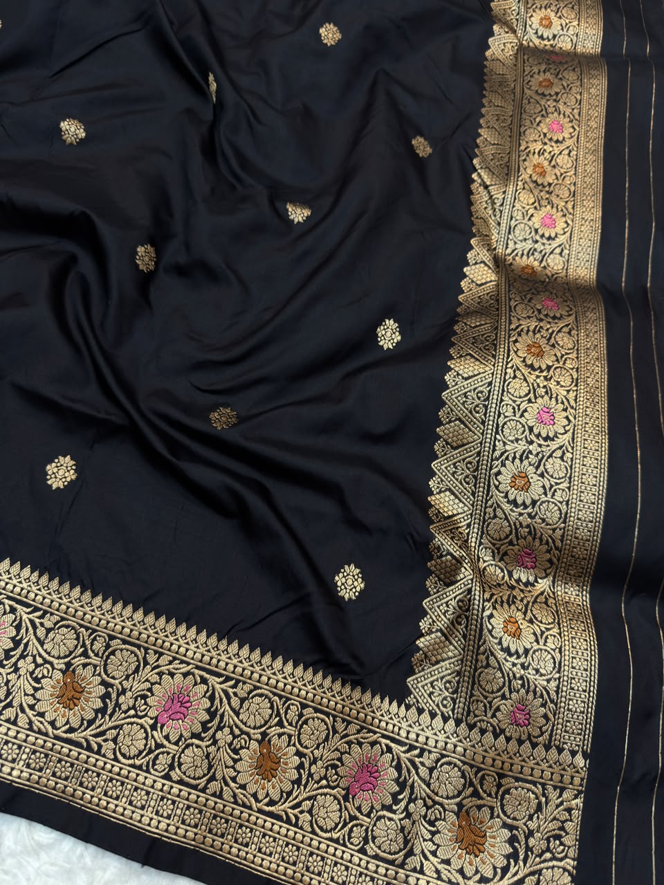 Pure Katan Silk Black Colour Suit Set