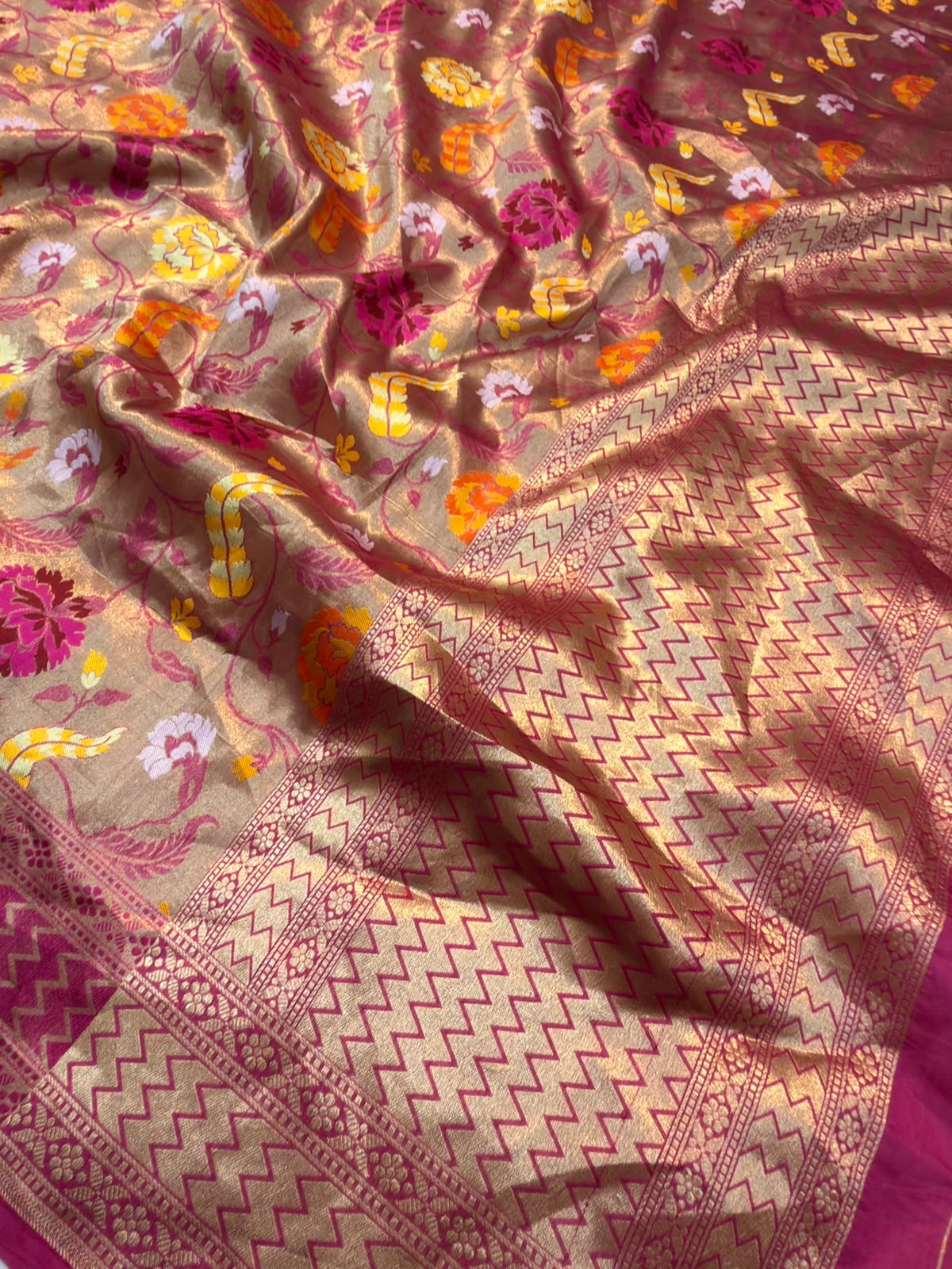 Pure Katan Silk Rani Pink Colour Suit Set