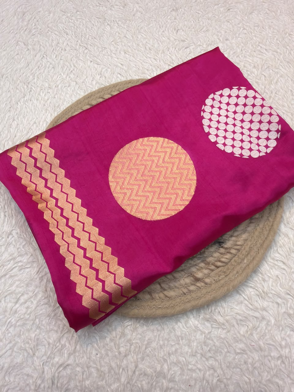 Handwoven Pure Katan Silk Rani Pink Colour Co Ord Set