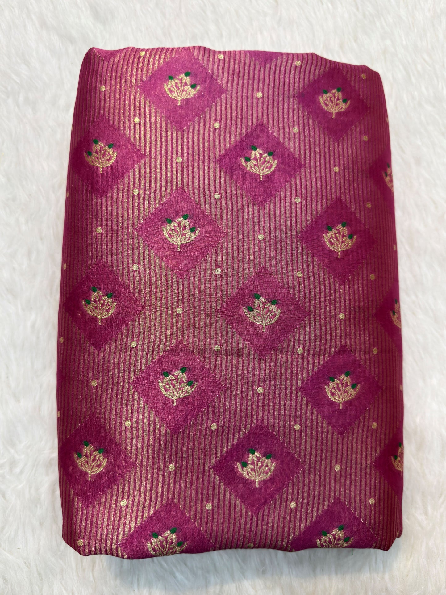 Pure Banarasi Brocade Rani Pink Colour Fabrics