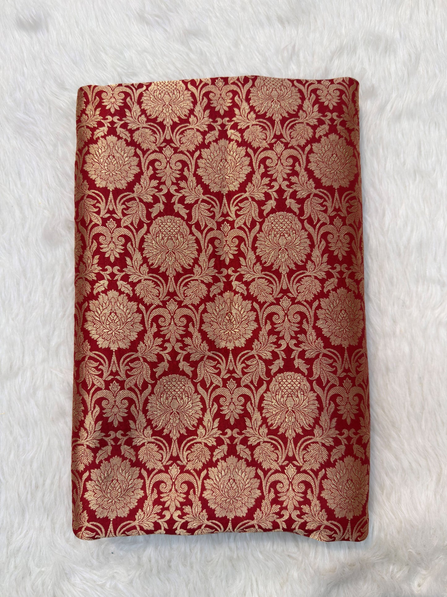 Pure Banarasi Brocade Red Colour Fabrics