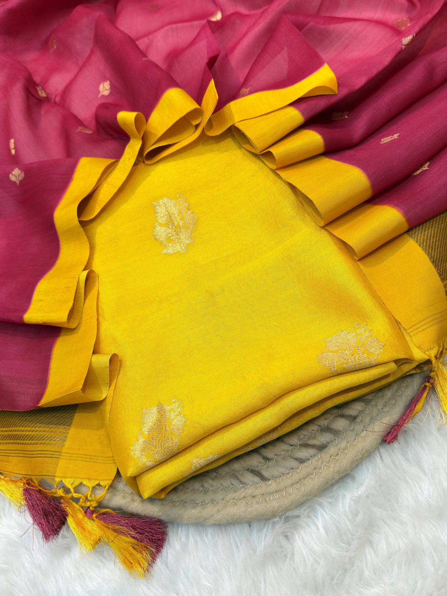 Handwoven Yellow Colour Tusser Suit Set