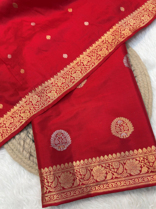 Red Colour Katan Silk Suit Set