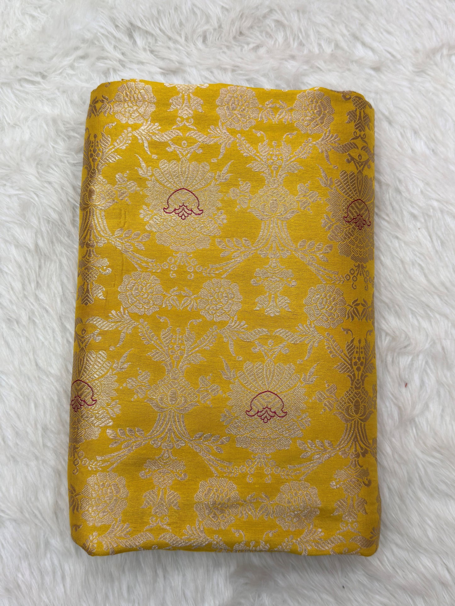 Pure Banarasi Brocade Yellow Colour Fabrics