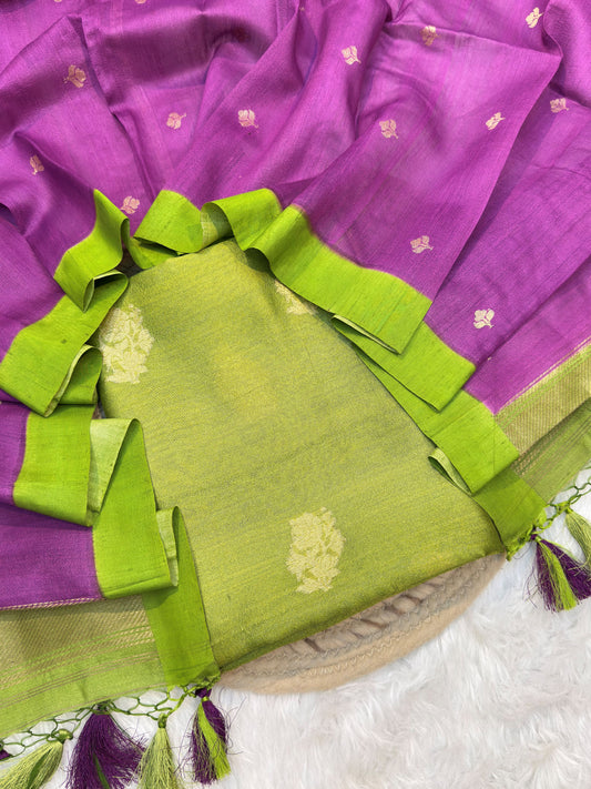Handwoven Green Colour Tusser Suit Set