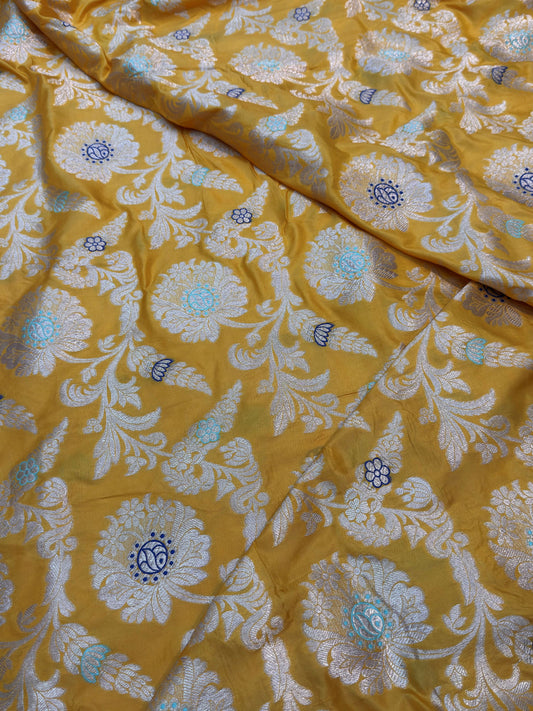 Pure Banarasi Brocade Yellow Color Fabrics