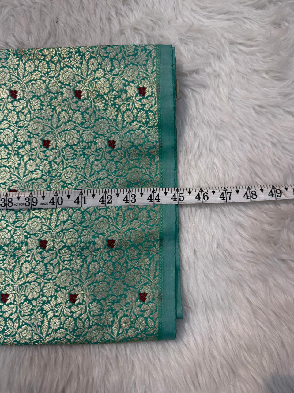 Sea Green Colour Blended Brocade Fabrics
