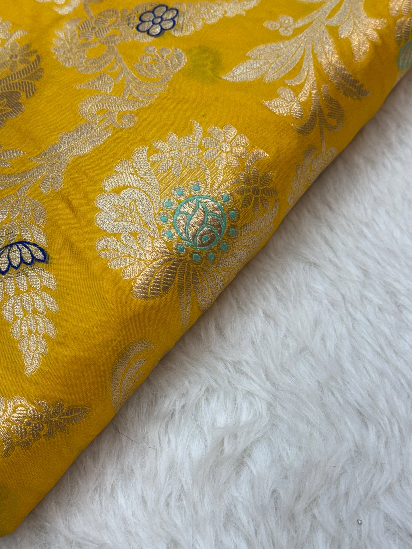 Pure Banarasi Brocade Yellow Color Fabrics
