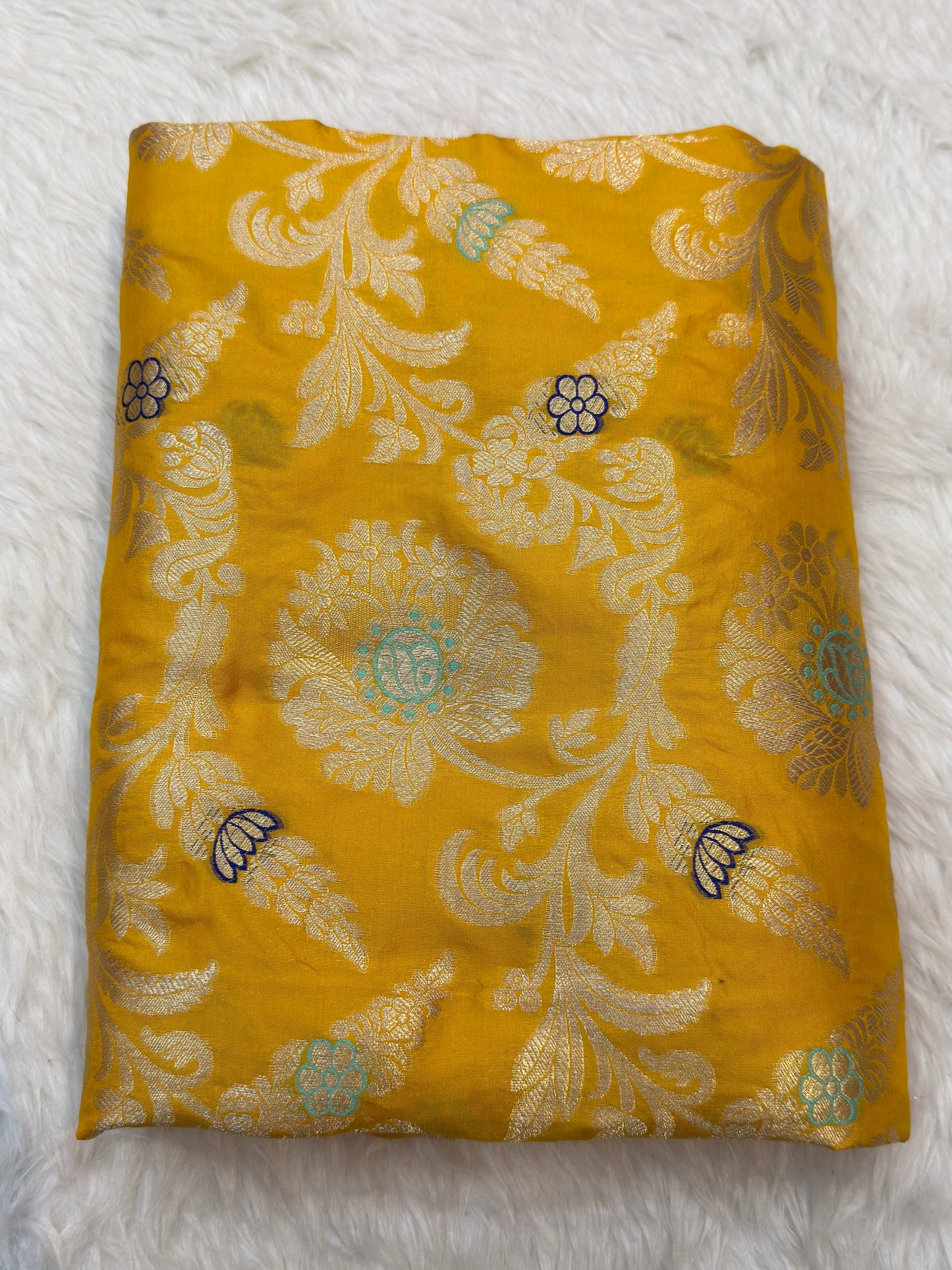 Pure Banarasi Brocade Yellow Color Fabrics