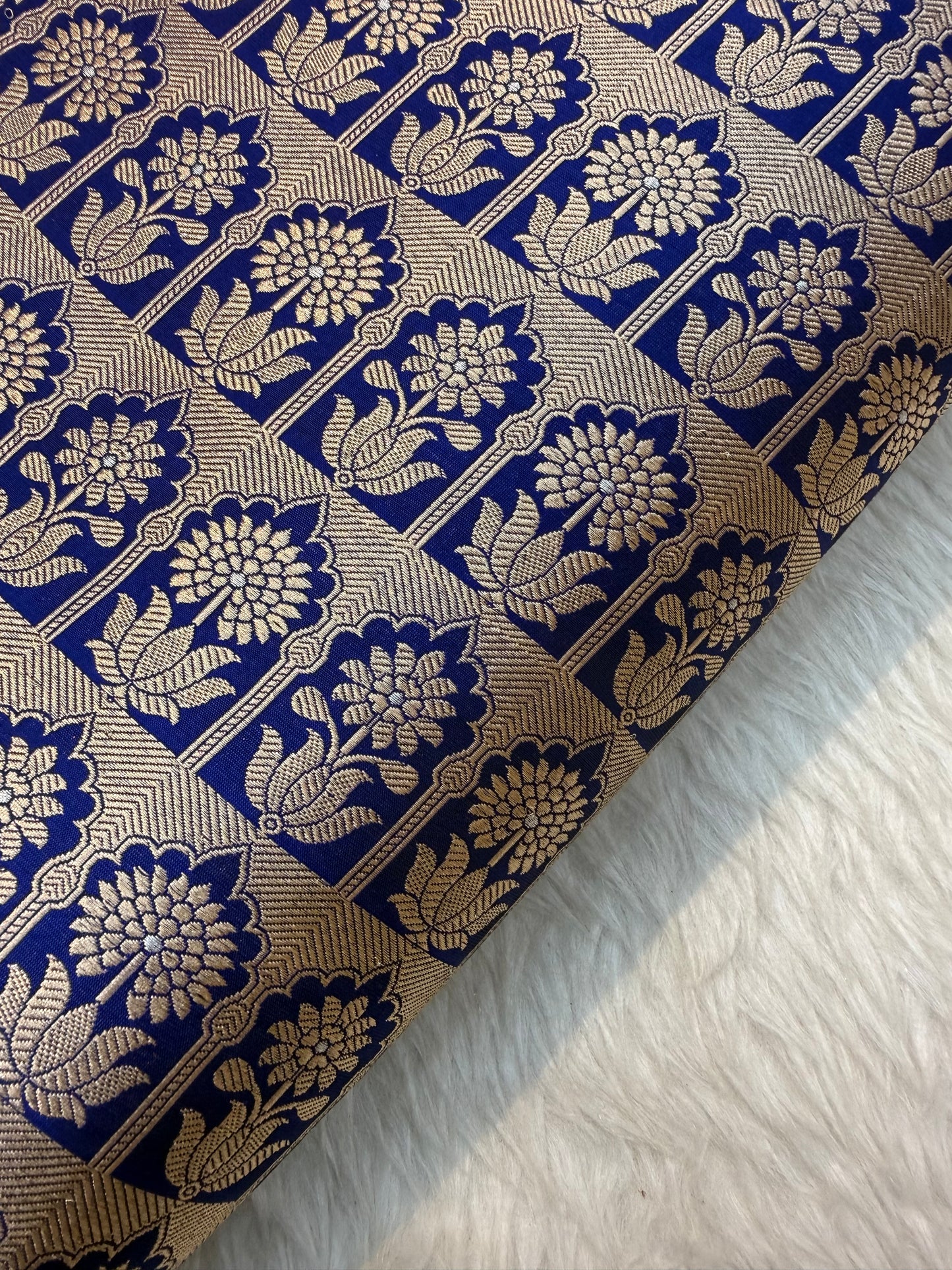 Pure Banarasi Brocade Blue Colour Fabrics