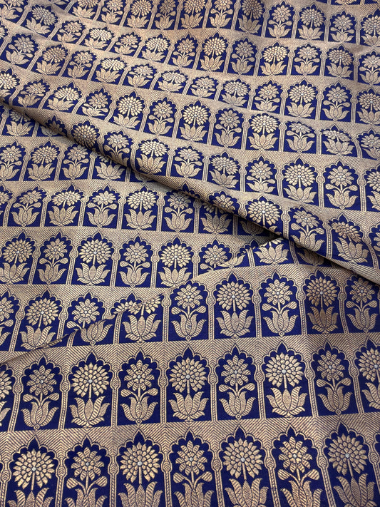Pure Banarasi Brocade Blue Colour Fabrics