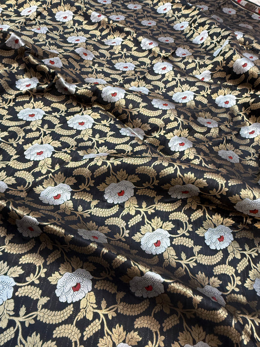 Pure Banarasi  Brocade Black Color Fabrics