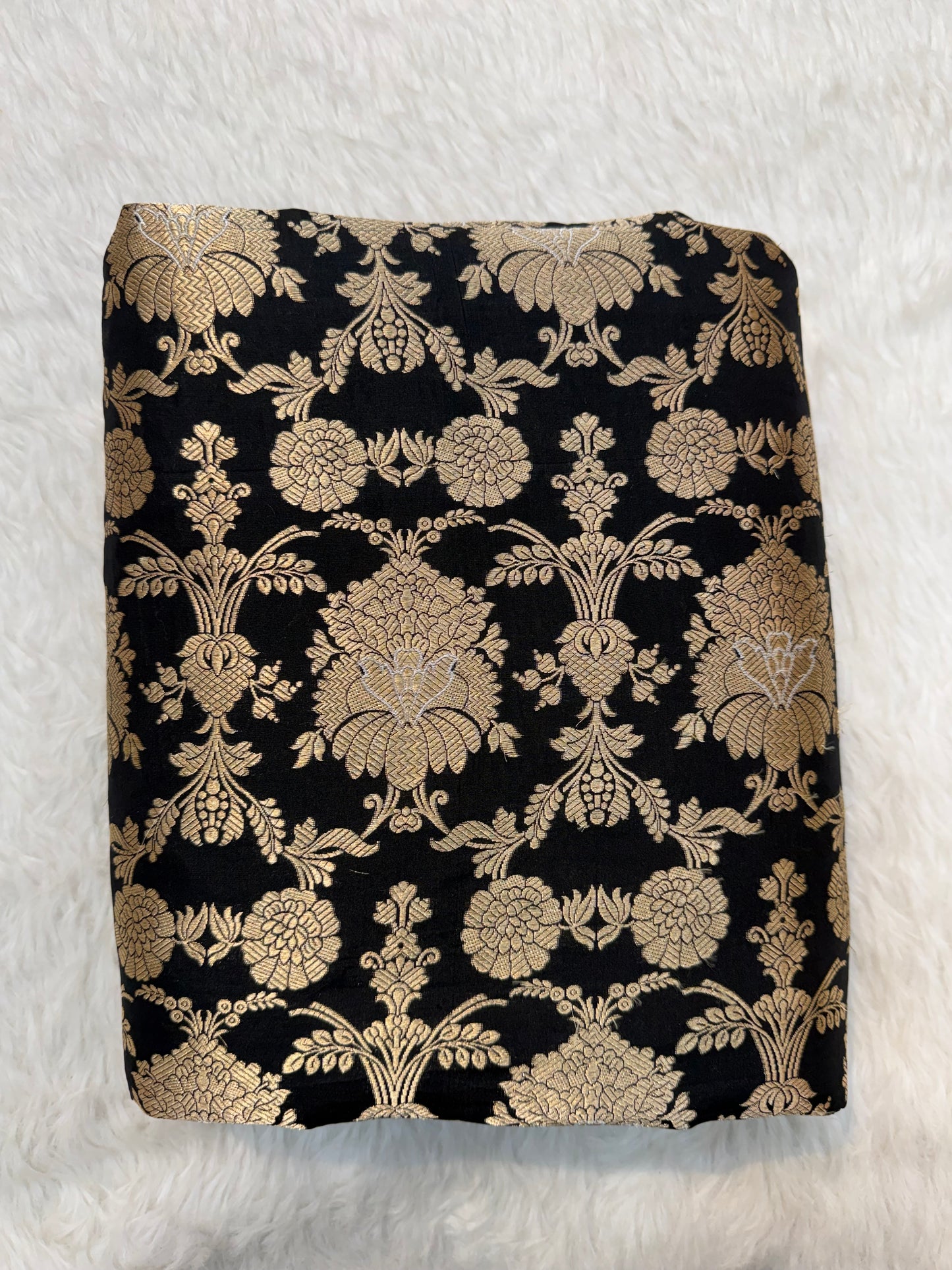 Pure Banarasi Brocade Black Colour Fabrics