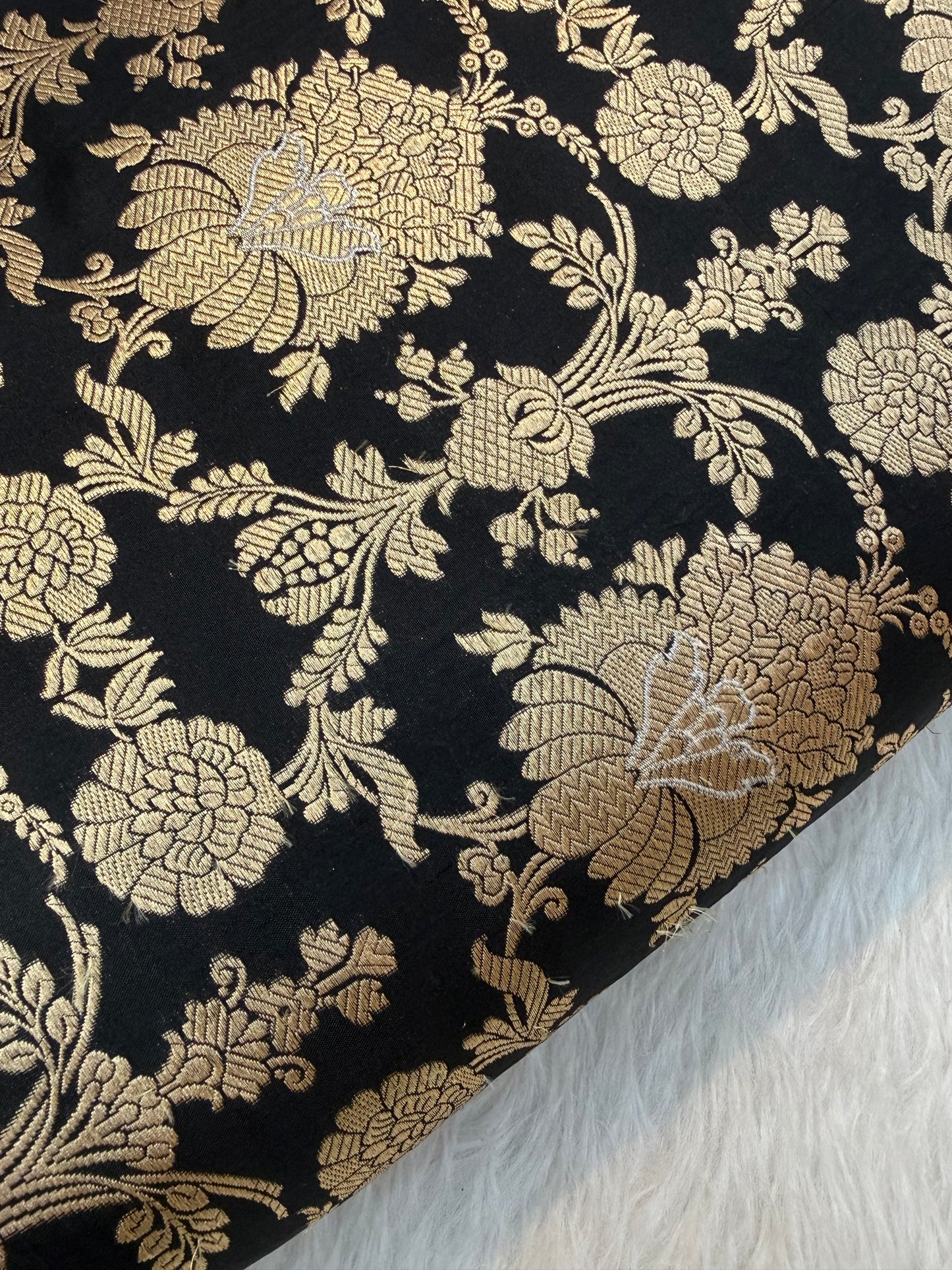 Pure Banarasi Brocade Black Colour Fabrics