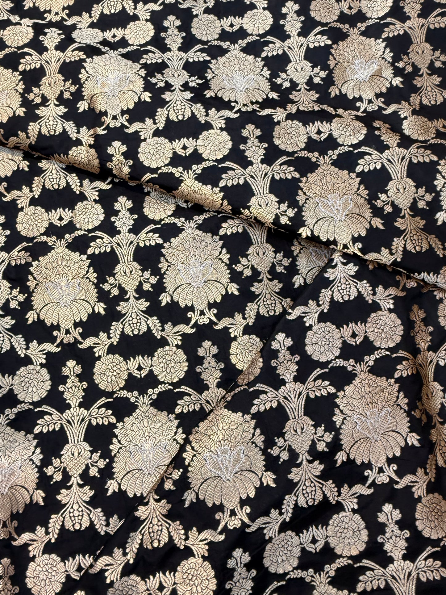 Pure Banarasi Brocade Black Colour Fabrics