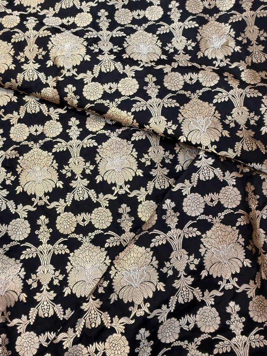 Pure Banarasi Brocade Black Colour Fabrics