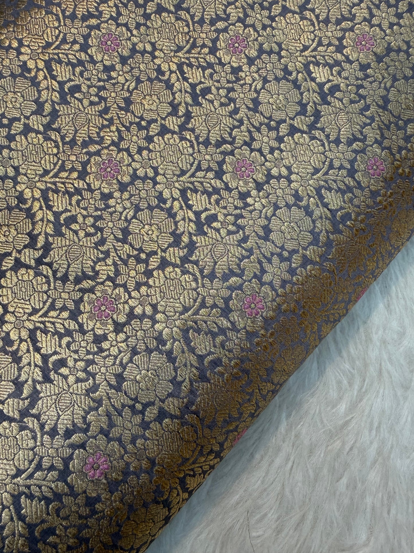 Pure Banarasi Brocade Gray Colour Fabrics