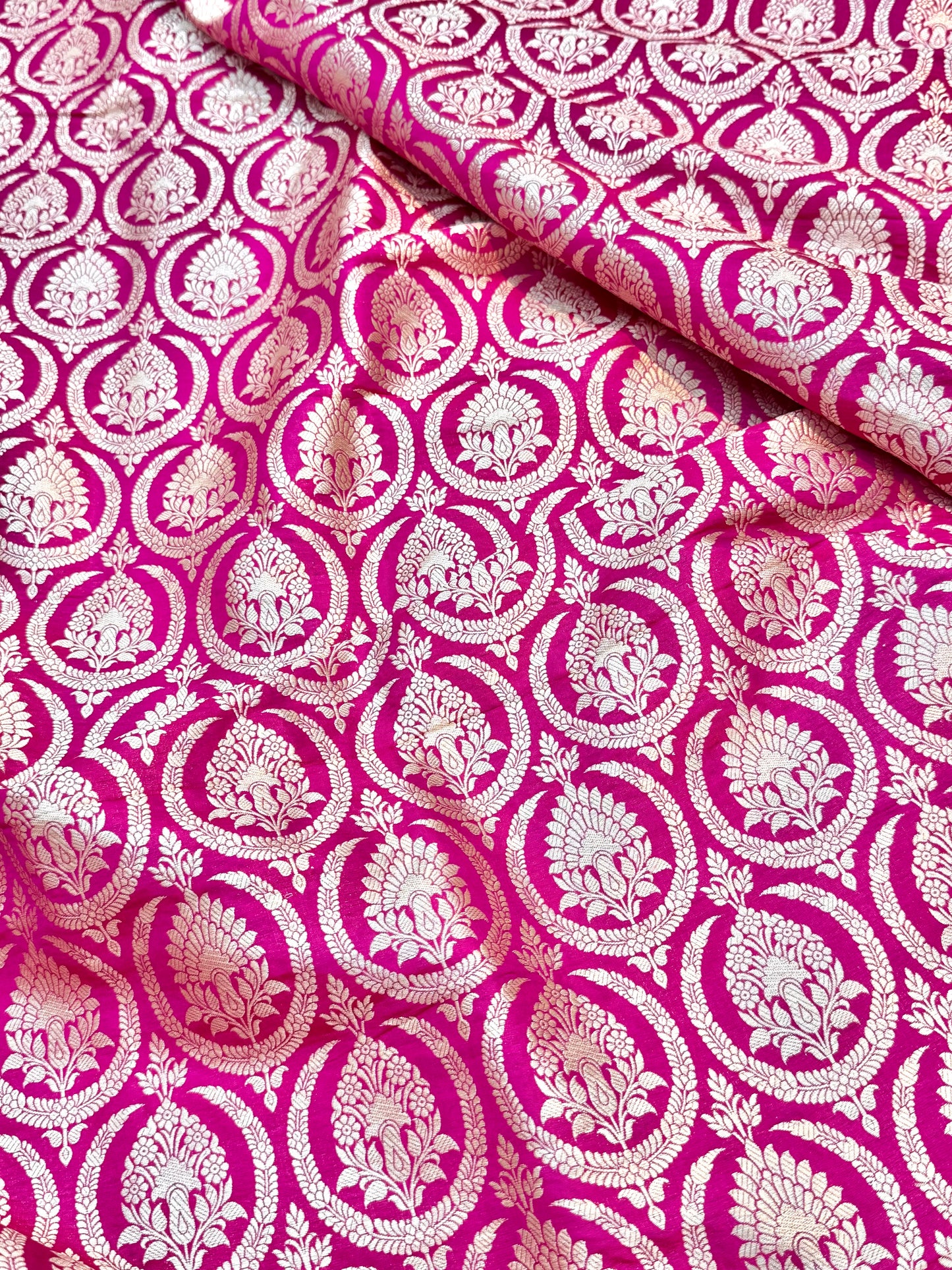 Pure Banarasi Brocade Rani Pink Colour Fabrics