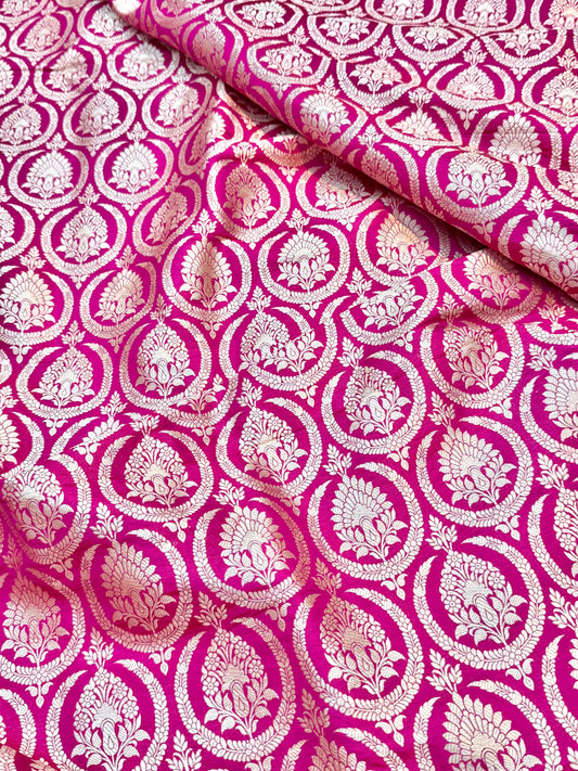 Pure Banarasi Brocade Rani Pink Colour Fabrics