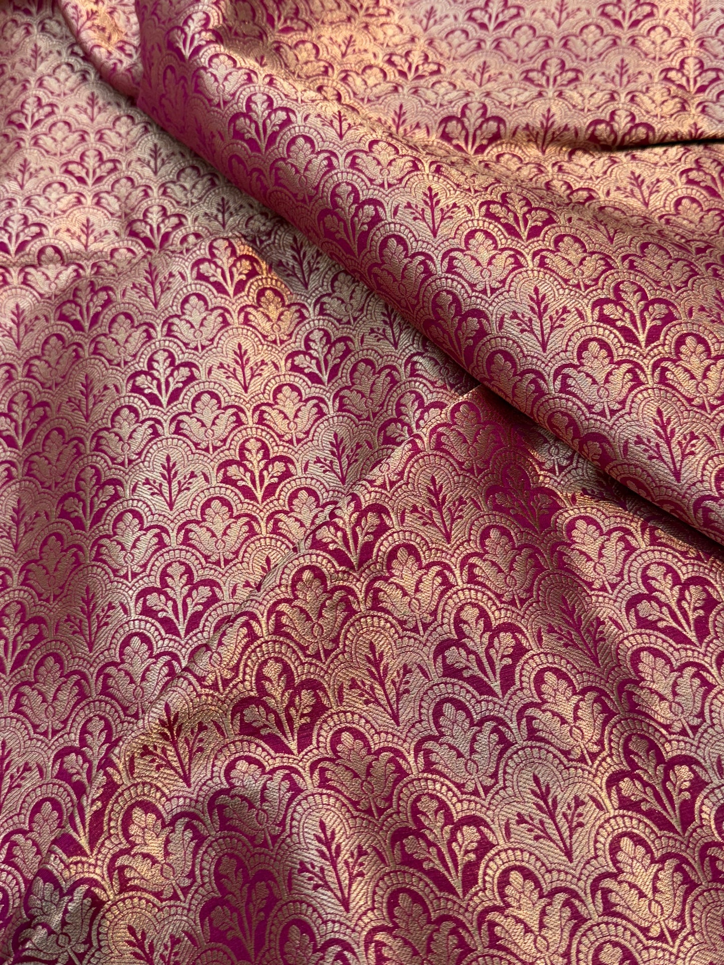 Pure Banarasi Brocade Rani Pink Colour Fabrics