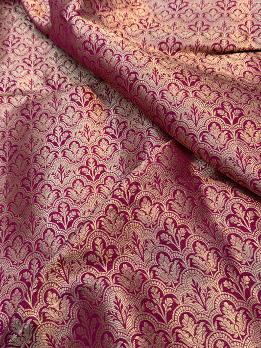 Pure Banarasi Brocade Rani Pink Colour Fabrics