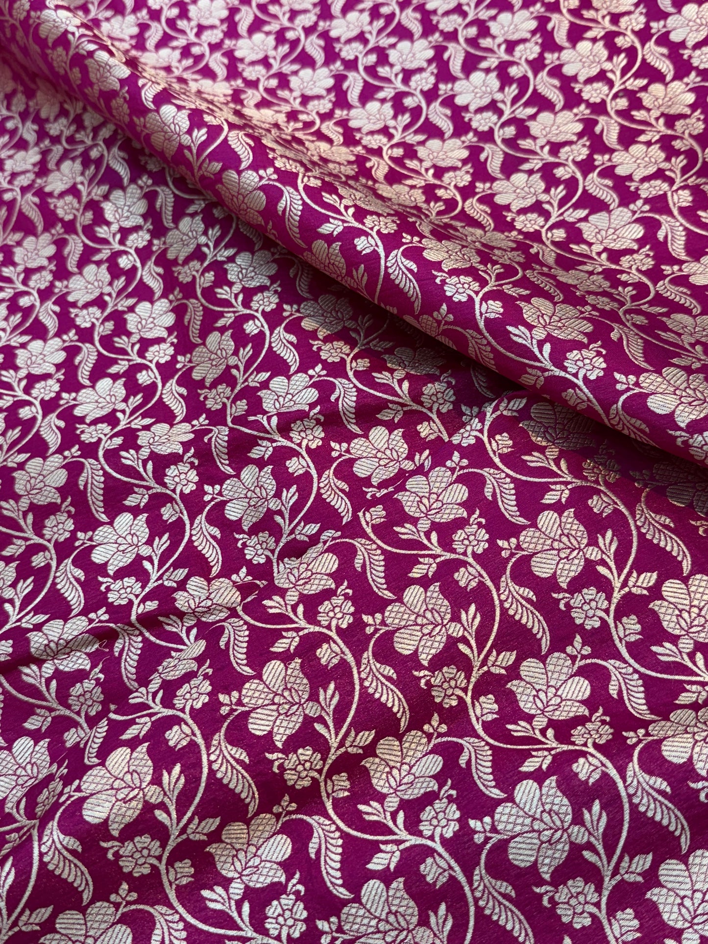 Pure Banarasi Brocade Rani Pink Colour Fabrics
