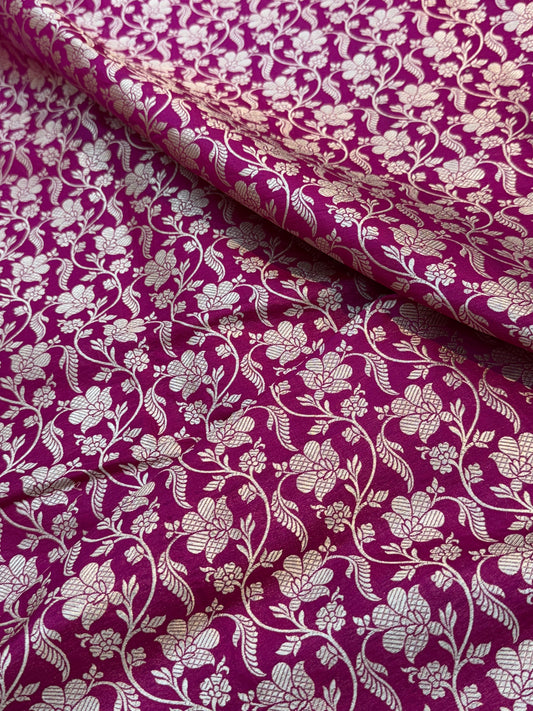 Pure Banarasi Brocade Rani Pink Colour Fabrics