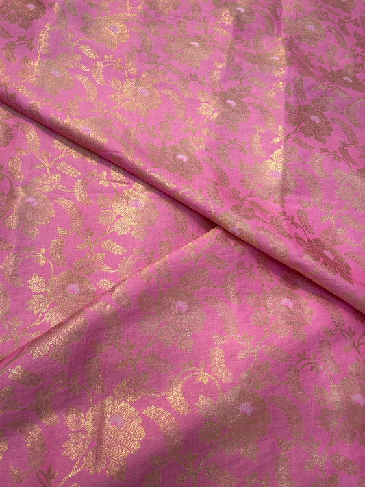 Pure Banarasi Brocade Pink Colour Fabrics