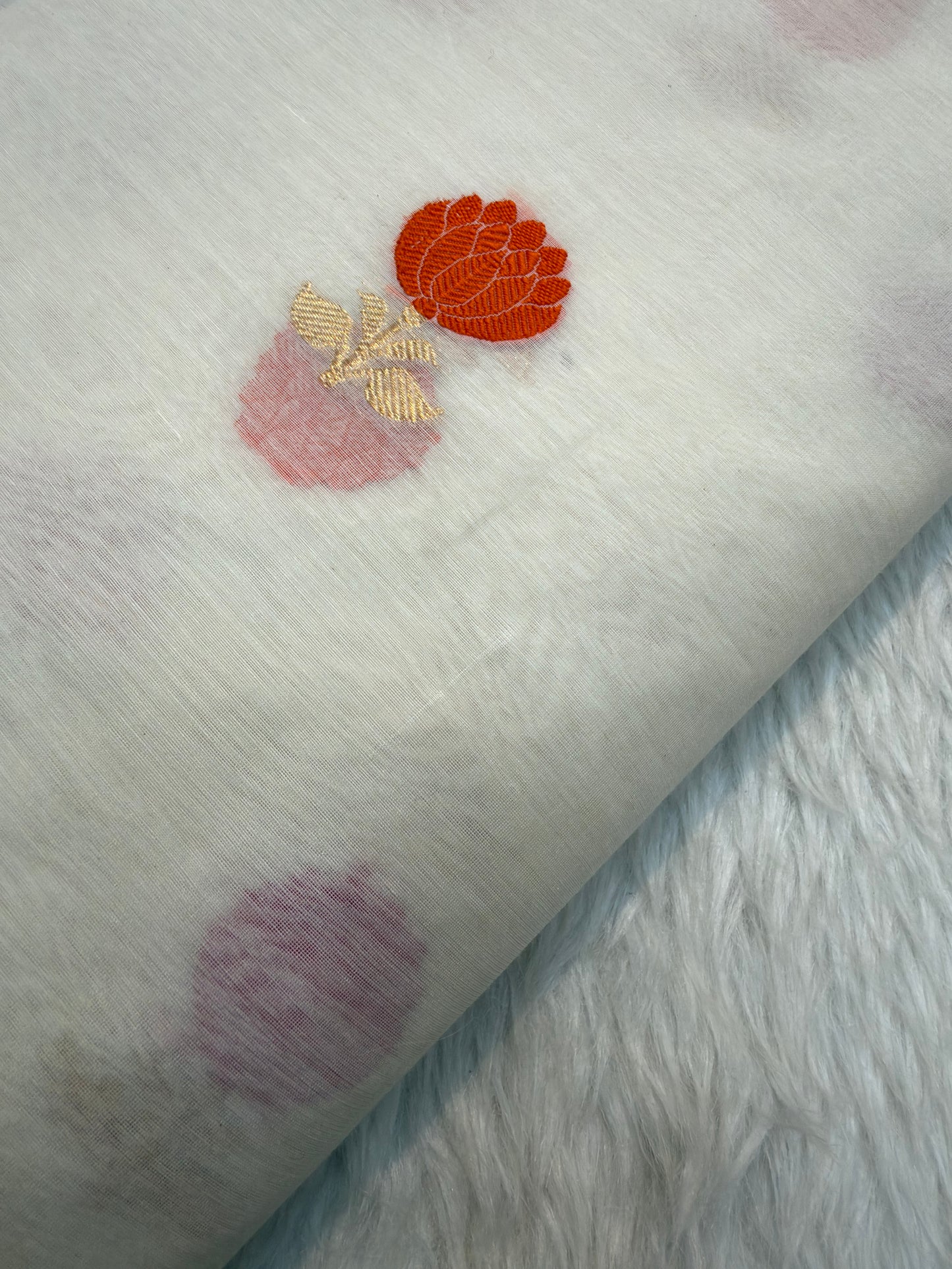 White Colour Cotton Silk Fabrics