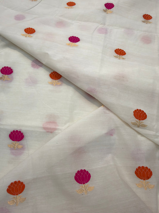 White Colour Cotton Silk Fabrics