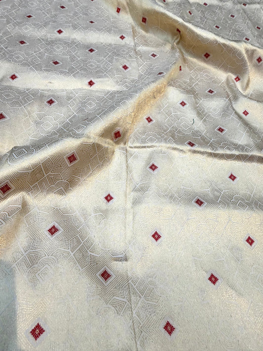 Pure Banarasi Brocade Ivory Color Fabrics