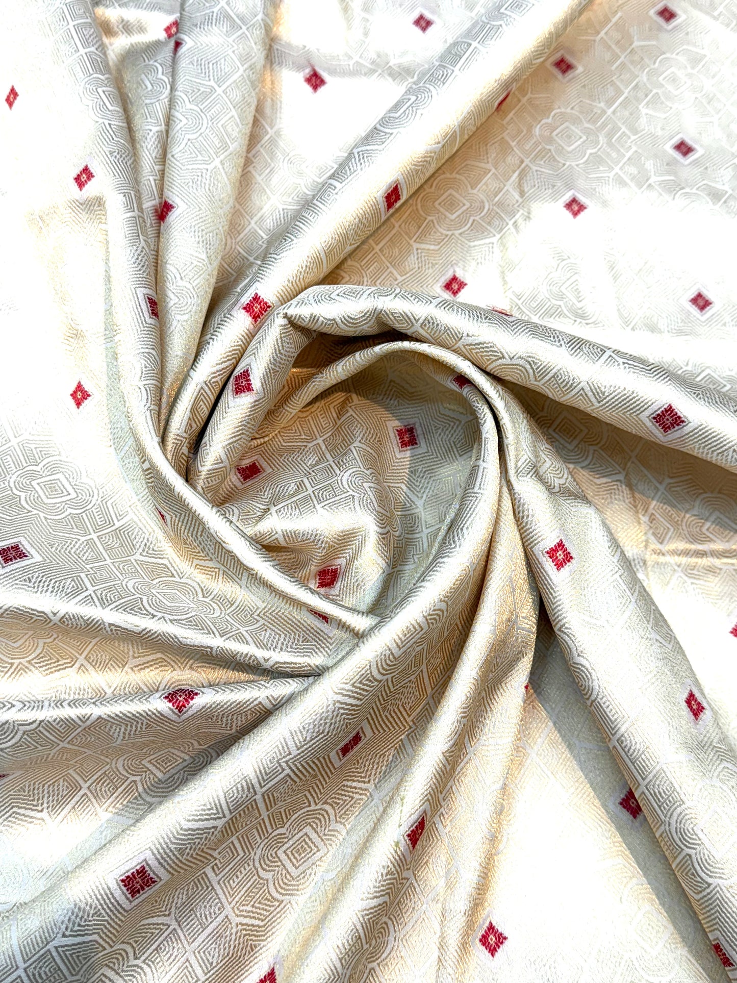 Pure Banarasi Brocade Ivory Color Fabrics