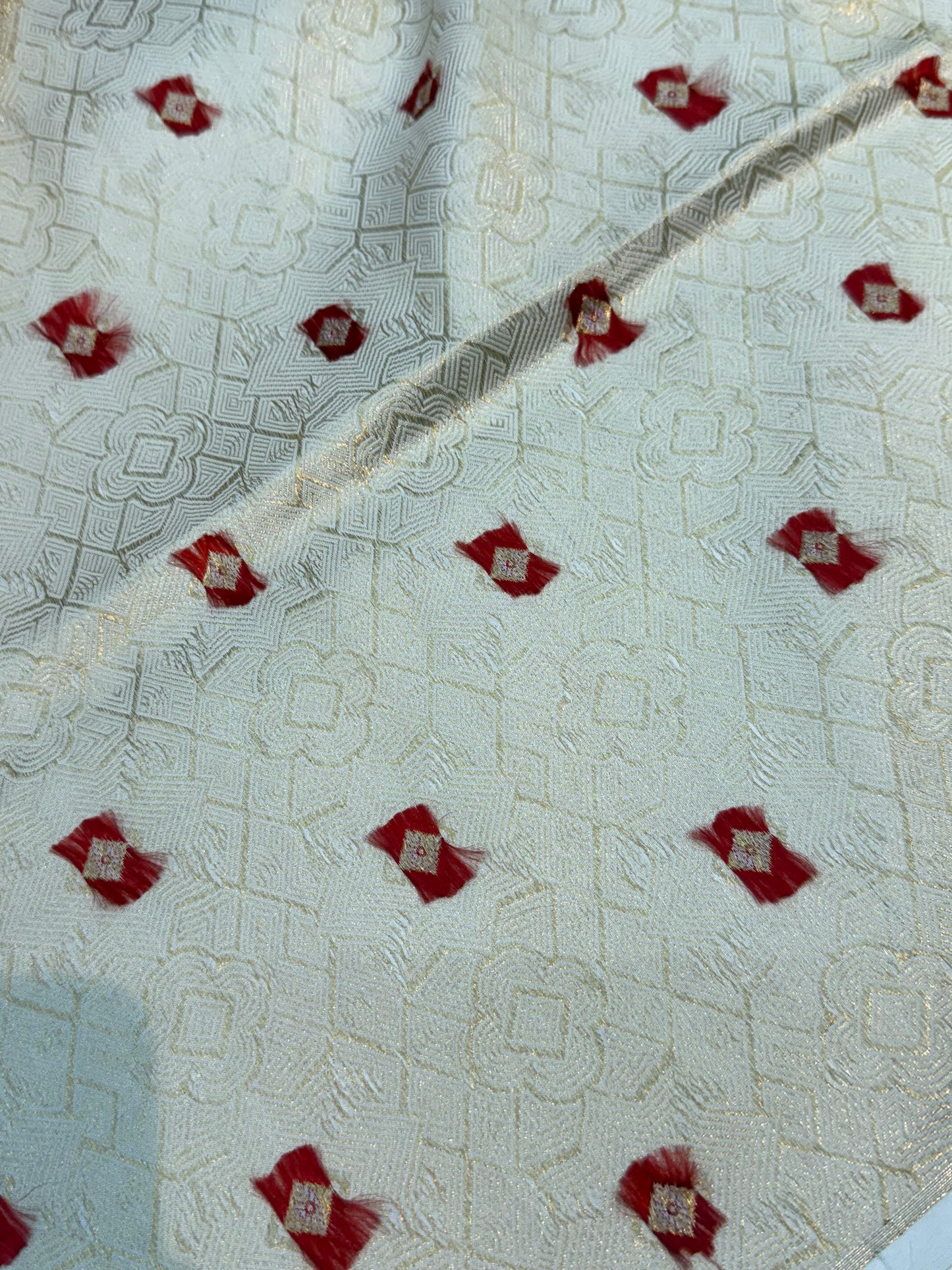 Pure Banarasi Brocade Ivory Color Fabrics