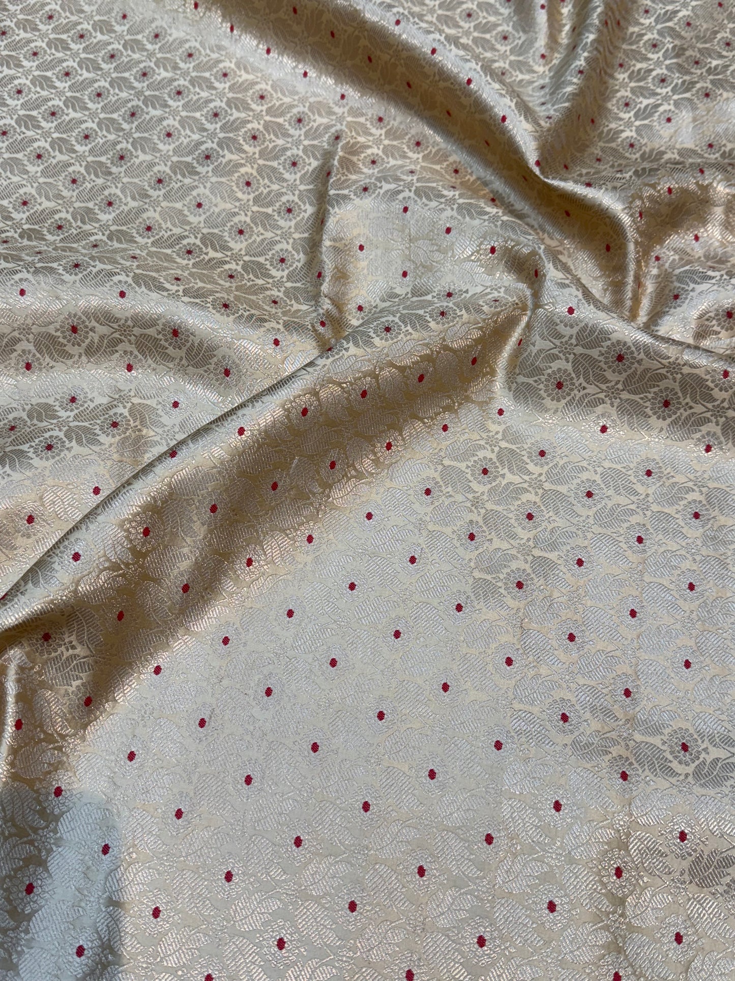 Pure Banarasi Brocade Ivory Color fabrics