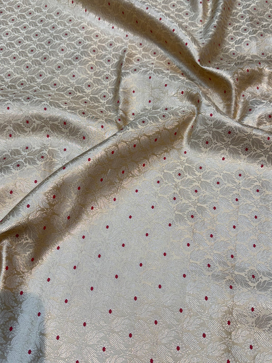 Pure Banarasi Brocade Ivory Color fabrics