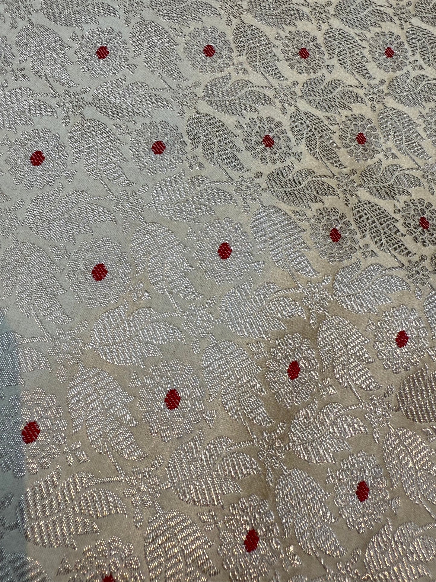 Pure Banarasi Brocade Ivory Color fabrics