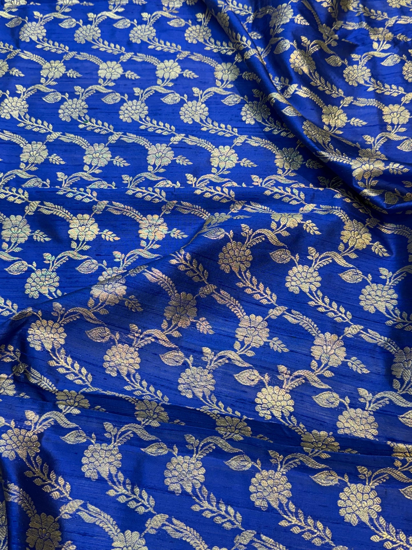 Handwoven Royal Blue Raw silk Jaal