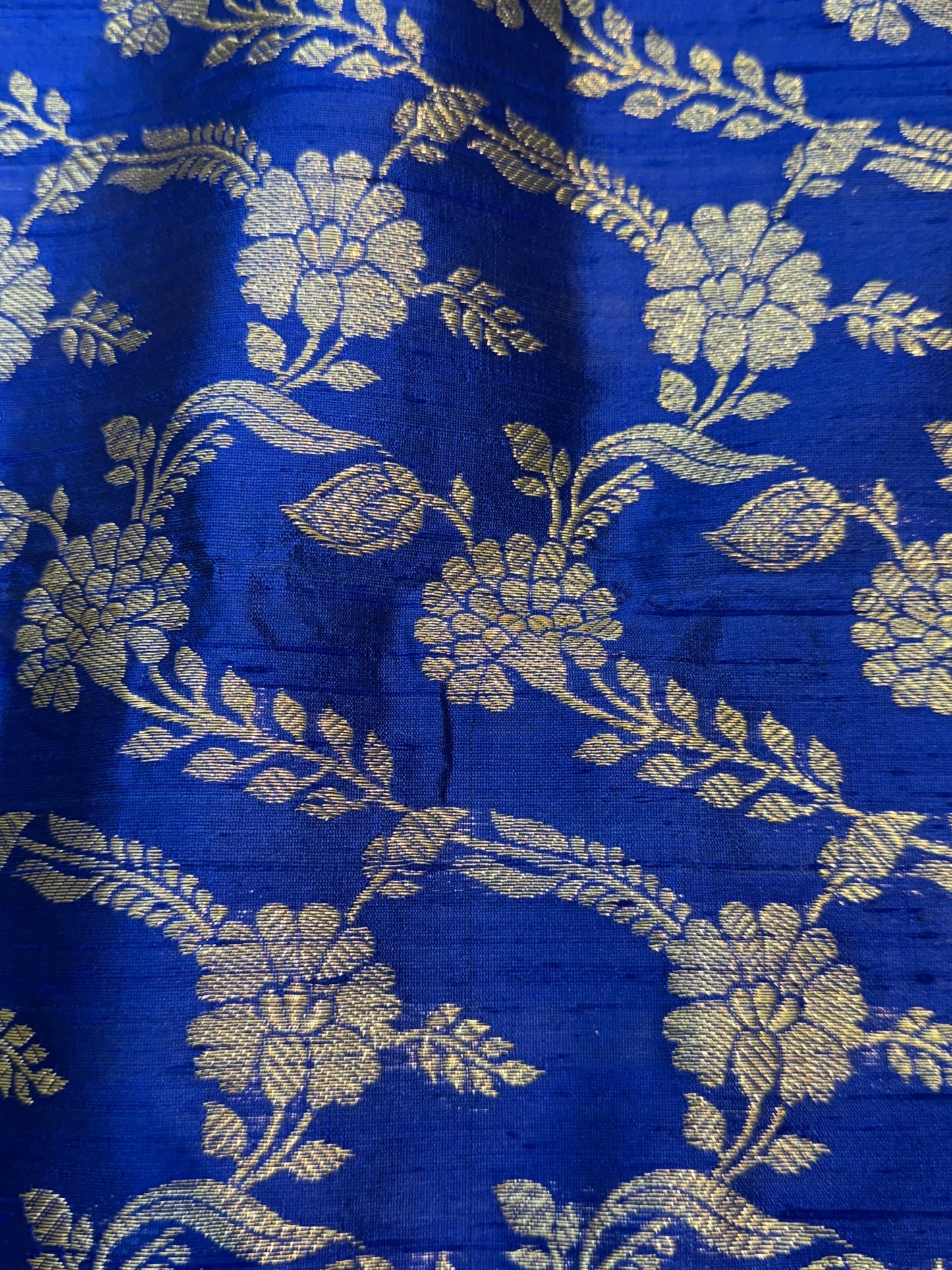 Handwoven Royal Blue Raw silk Jaal