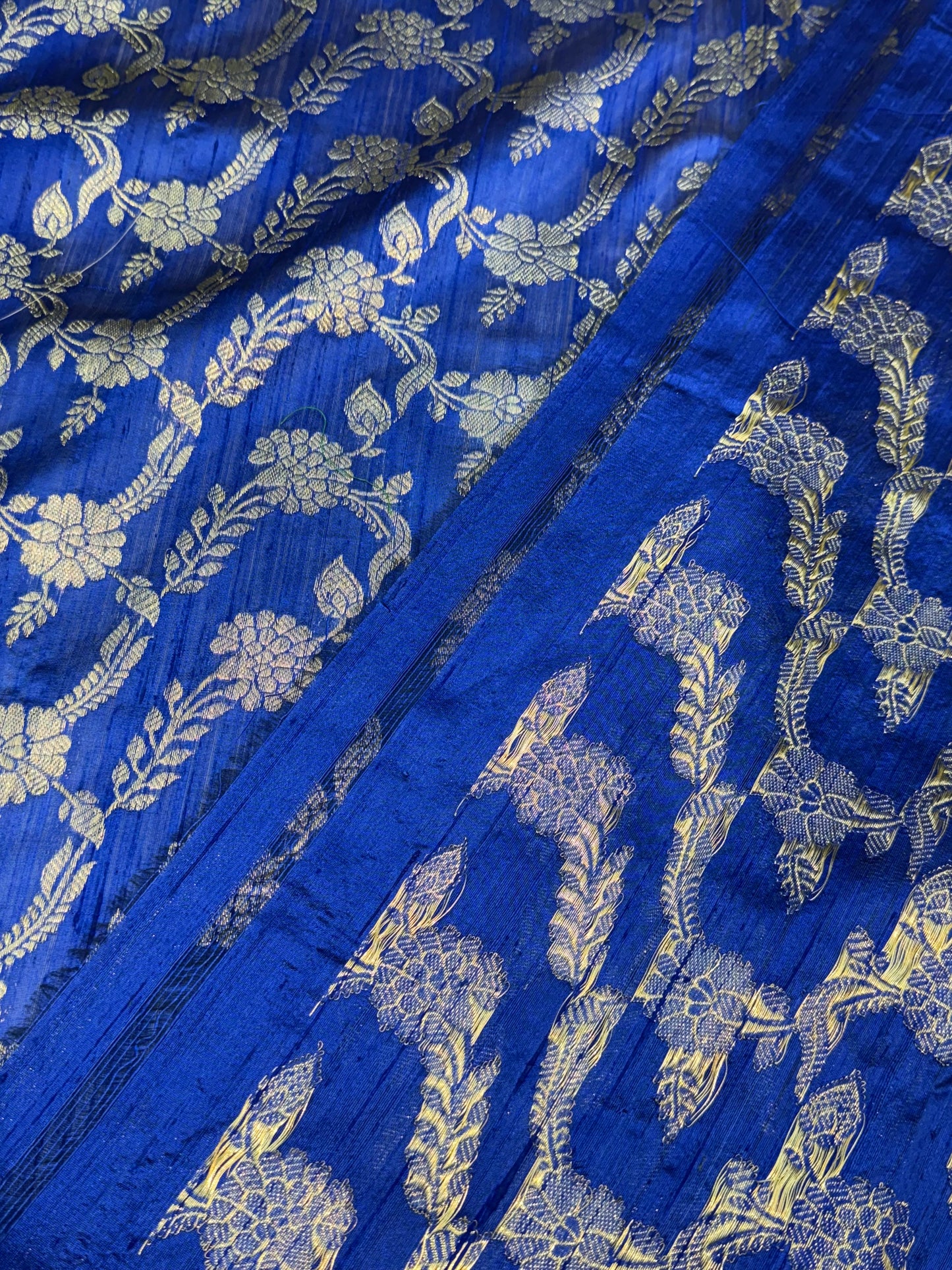 Handwoven Royal Blue Raw silk Jaal