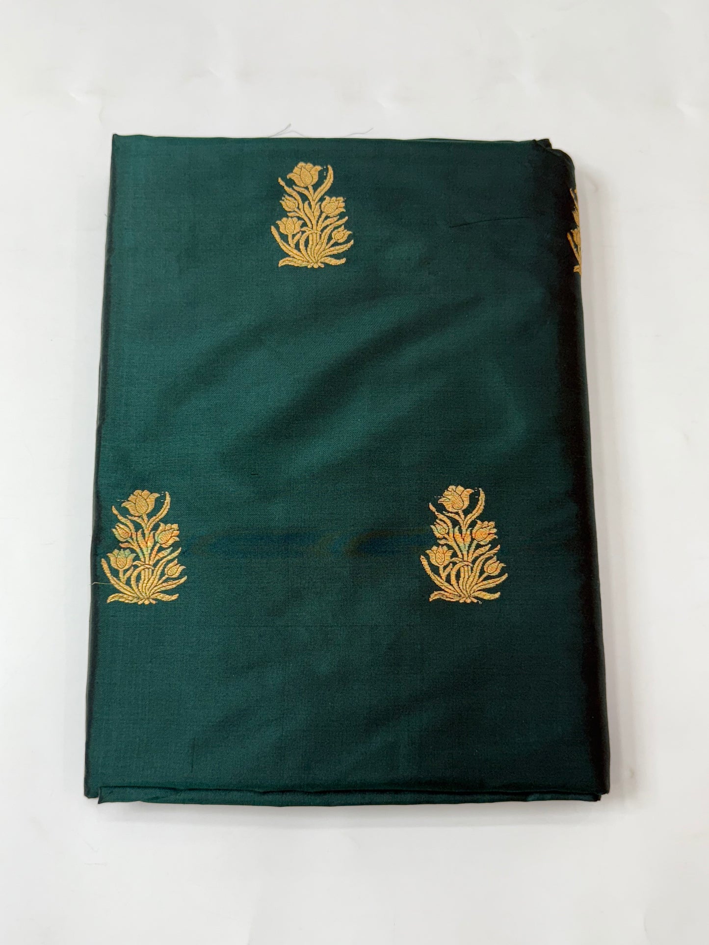 Handwoven Emerlad Green Color Katan Silk Fabrics