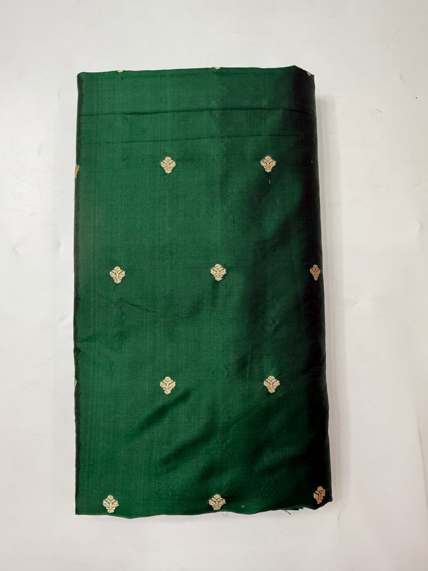 Handwoven Emerlad Green Color Katan Silk Fabrics