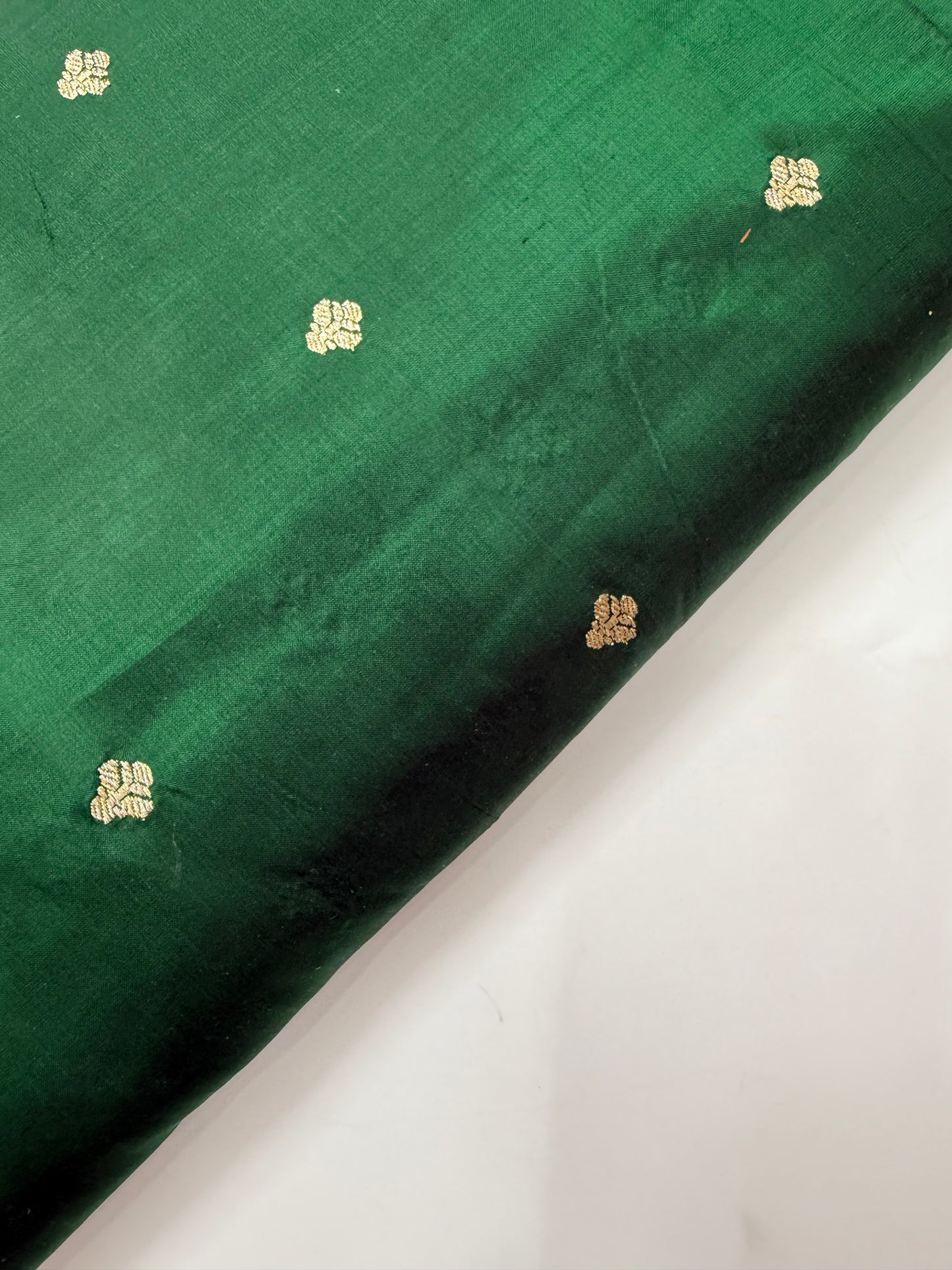 Handwoven Emerlad Green Color Katan Silk Fabrics