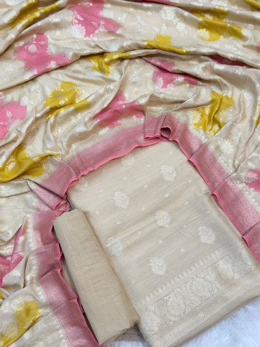 Pure Munga Silk Beige Colour Suit Set