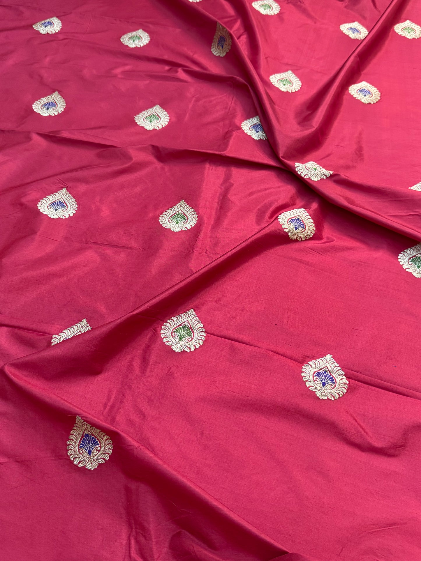 Handwoven Mahroon Color Katan Silk Fabrics